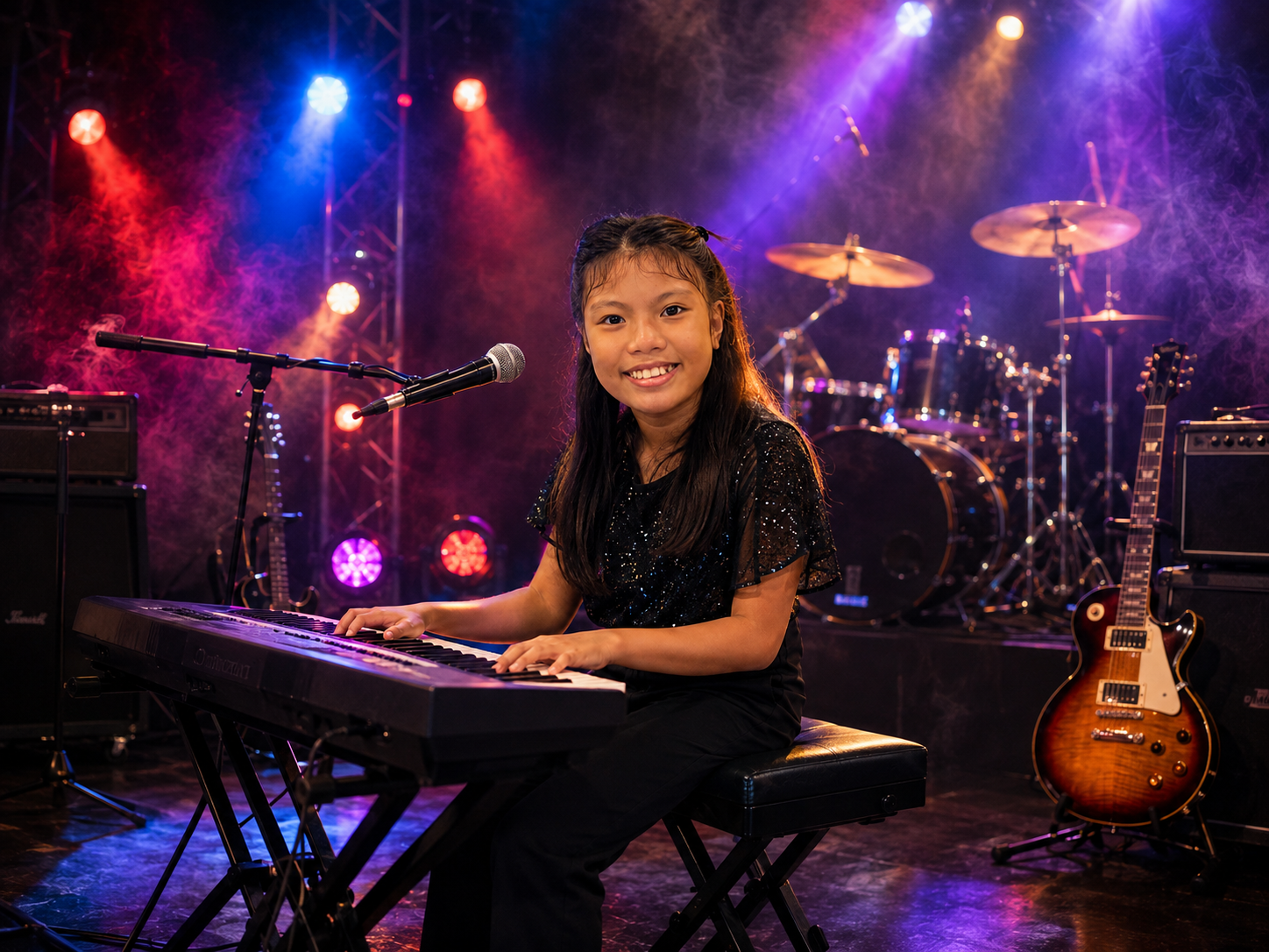 Junge NOVA LIVE Musikerin am Keyboard